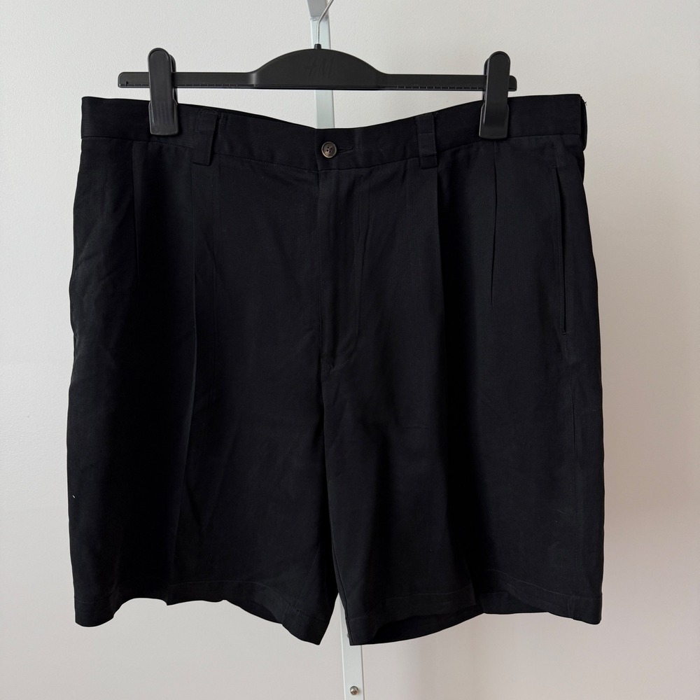 Tommy‎ Bahama sz 38  Mens Black 100% Silk Pleated Dress Shorts Resort Vacation